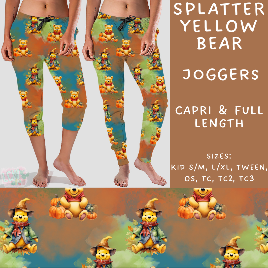 Batch #210 - Magical Fall - Closes 10/4 - ETA mid Nov - Splatter Yellow Bear Full and Capri Length Joggers