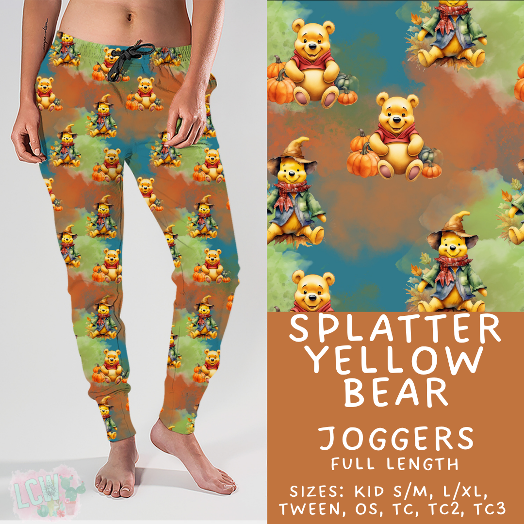 Ready to Ship - Splatter Yellow Bear Joggers - TC