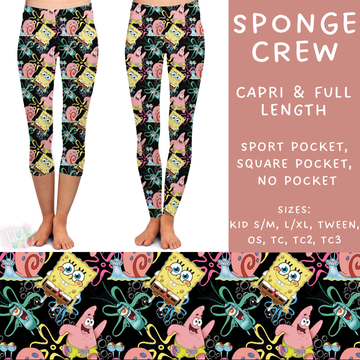 Batch #215 - Cool Characters 5 - Closes 10/11 - ETA late Nov - Sponge Crew Full and Capri Length Leggings