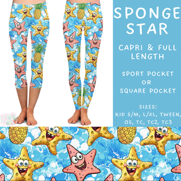 Batch #339 - Character Summer - Closes 5/15 - ETA mid July - Sponge Star Full and Capri Length Leggings