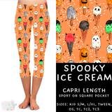 Ready to Ship - Spooky Ice Cream Capri Length Leggings - OS Sport Pocket & TC2 Square Pocket