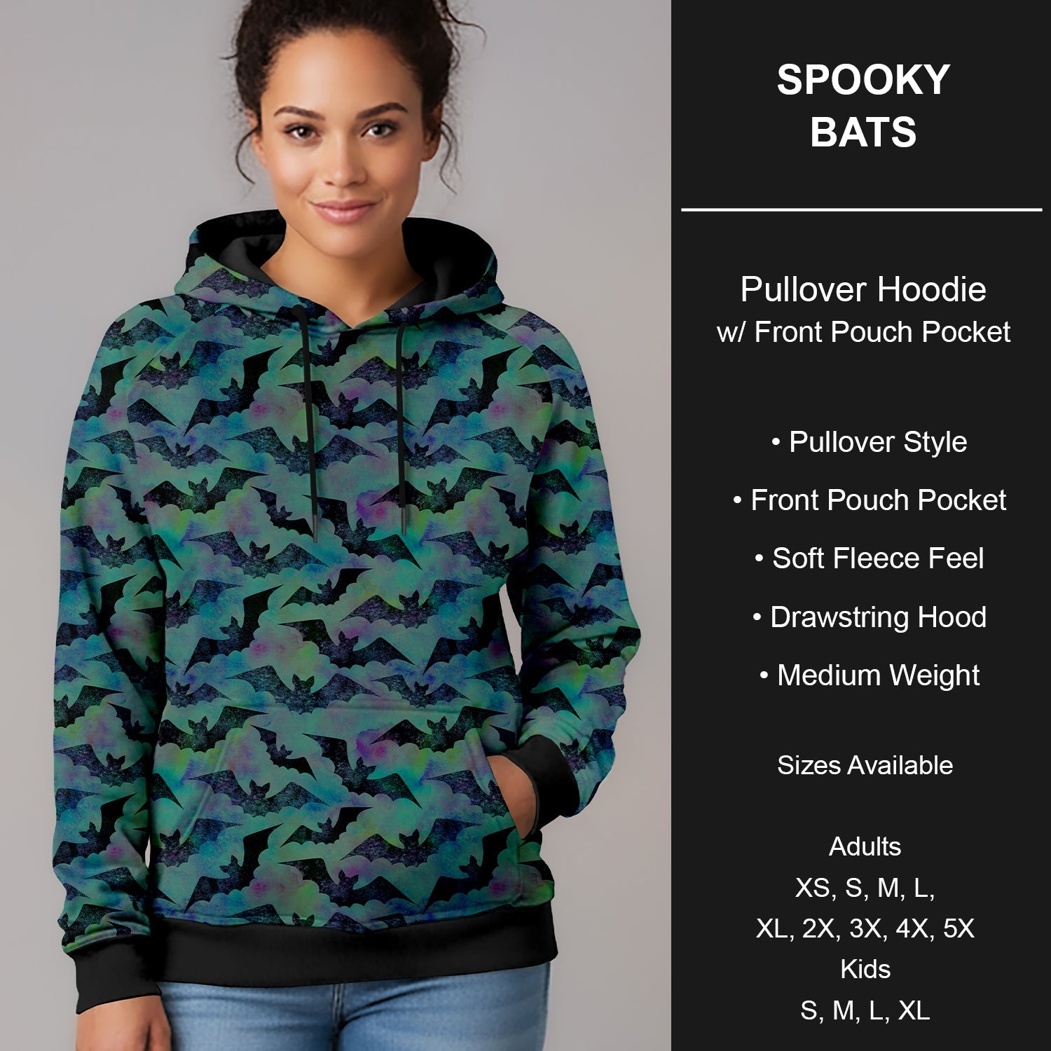 B299 - Preorder Spooky Bats Pullover Hoodie (Closes 7/12. ETA mid Sept.)