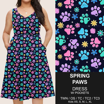 B217 - Preorder Spring Paws Sleeveless Pocket Dress (Closes 3/12. ETA: late May)