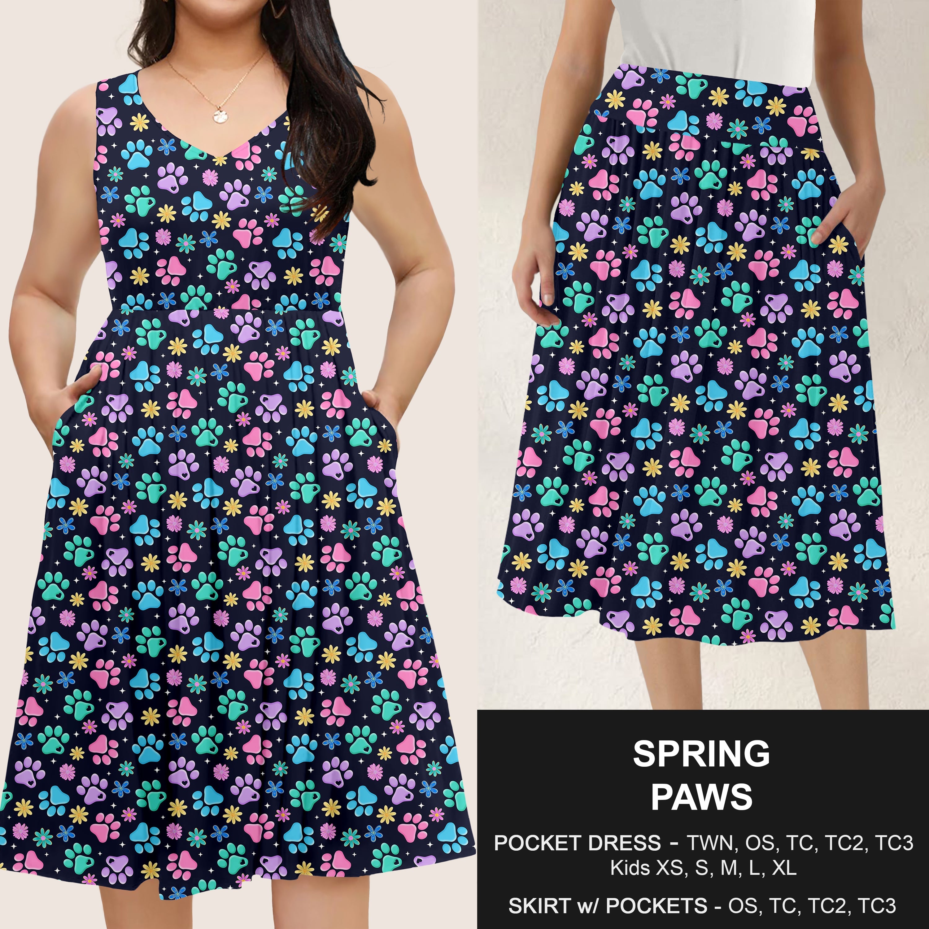 B285 - Preorder Spring Paws Dress/Skirt with Pockets (Closes 4/15. ETA: mid June)