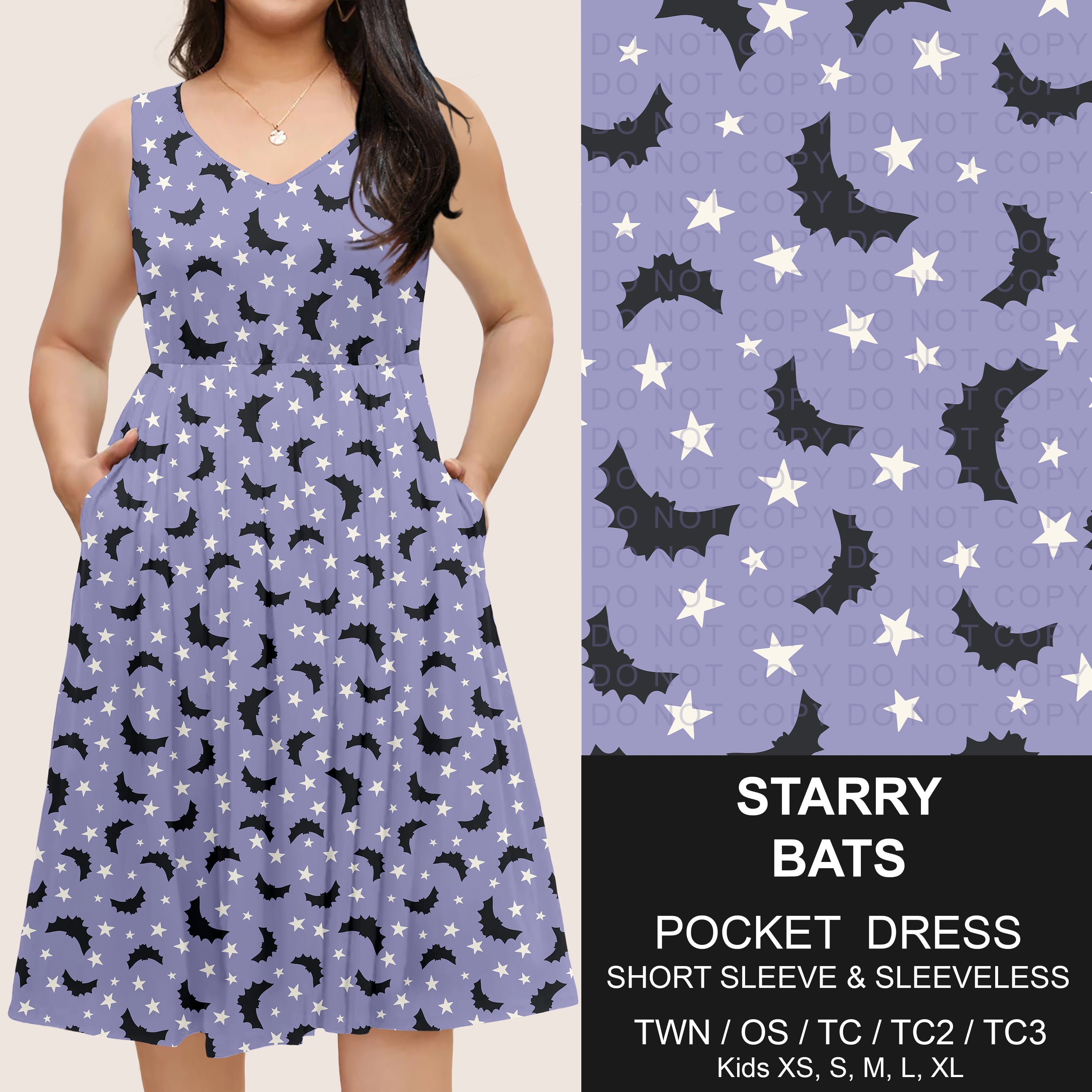 B302 - Preorder Starry Bats Pocket Dress (Closes 7/24. ETA: early Oct)