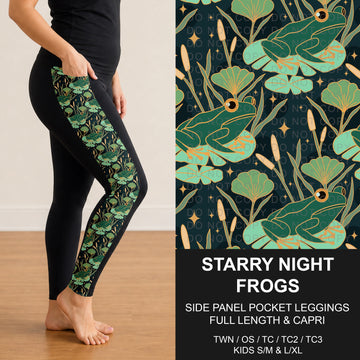 B310 - Preorder Starry Night Frogs Side Panel Pocket Leggings (Closes 8/30. ETA: late Oct.)