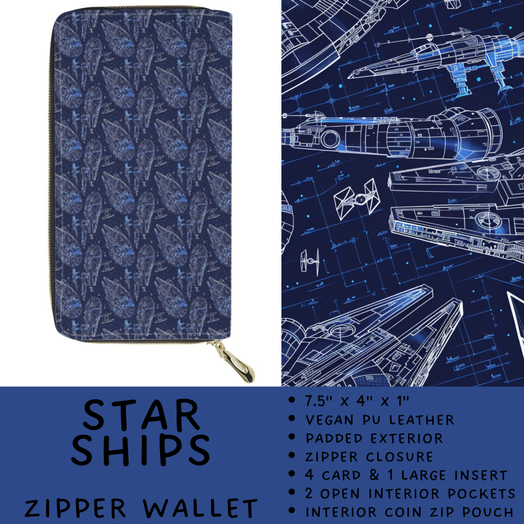 Batch #460 - Zip It Collection - Closes 12/5 - ETA late Jan - Star Ships Zipper Wallet
