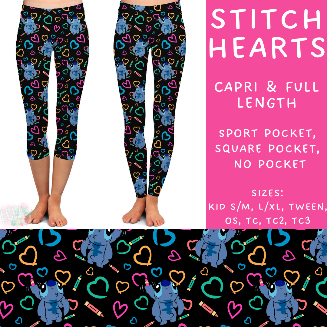 Batch #273 - Magical Faves 10 - Closes 1/20 - ETA late March - Stitch Hearts Full and Capri Length Leggings