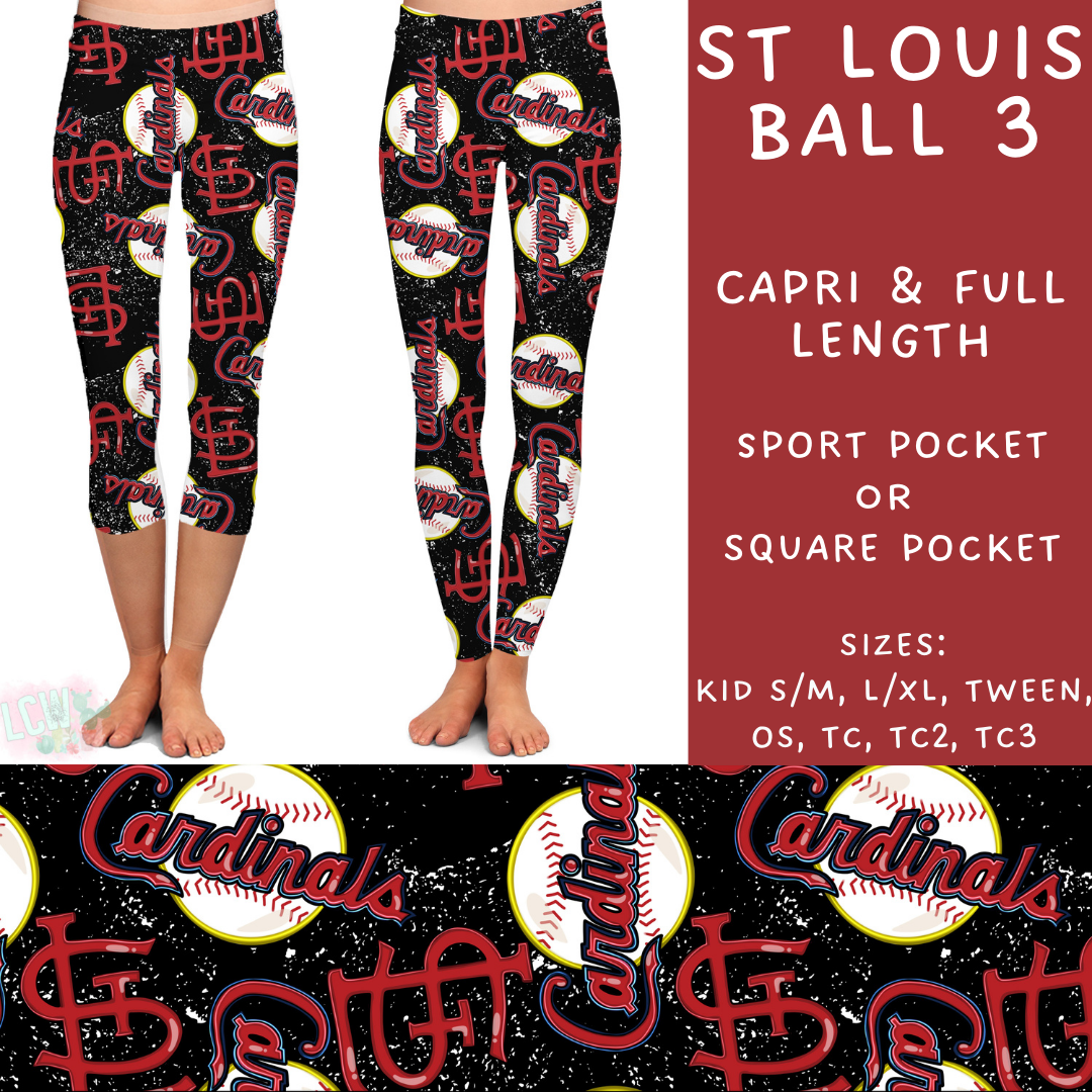 Batch #343 - Home Run Collection - Closes 5/22 - ETA mid July - St Louis Ball 3 Full and Capri Length Leggings