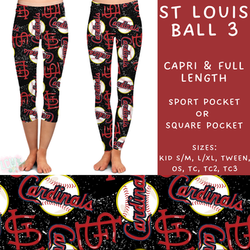 Batch #343 - Home Run Collection - Closes 5/22 - ETA mid July - St Louis Ball 3 Full and Capri Length Leggings