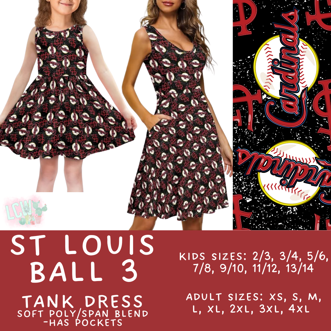 Batch #343 - Home Run Collection - Closes 5/22 - ETA mid July - St Louis Ball 3 Women's & Girl's Tank Dress