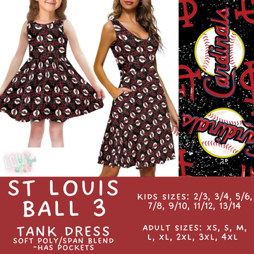 Batch #343 - Home Run Collection - Closes 5/22 - ETA mid July - St Louis Ball 3 Women's & Girl's Tank Dress