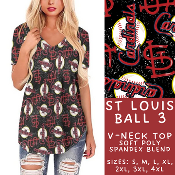 Batch #343 - Home Run Collection - Closes 5/22 - ETA mid July - St Louis Ball 3 V-Neck Tee