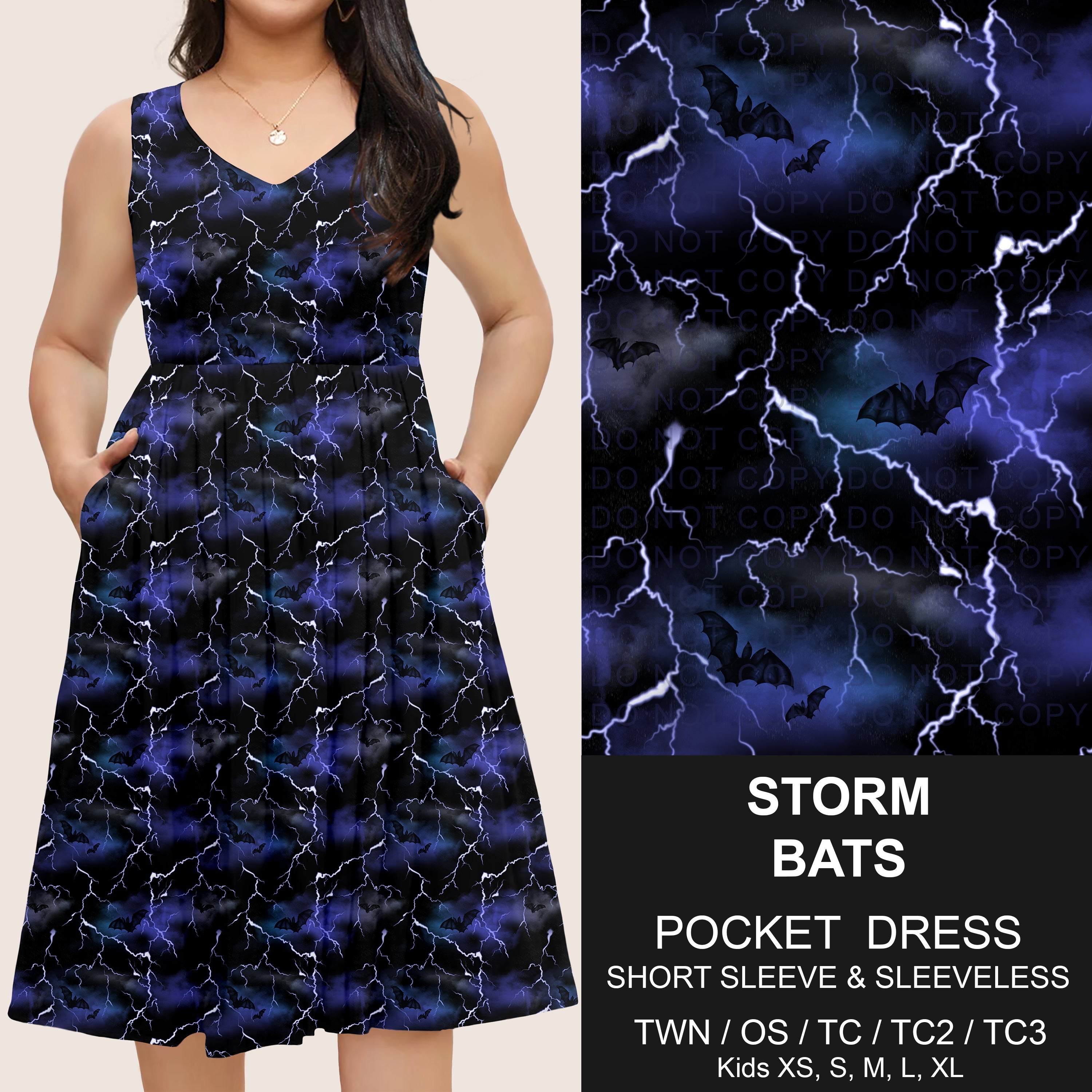 B302 - Preorder Storm Bats Pocket Dress (Closes 7/24. ETA: early Oct)