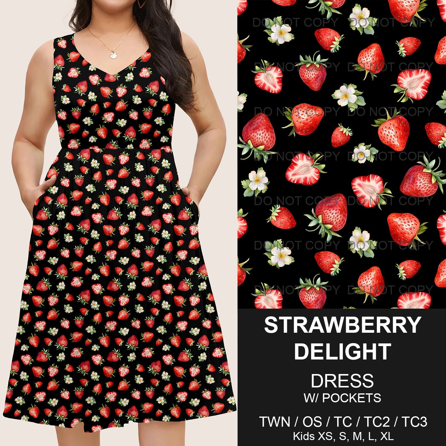 B217 - Preorder Strawberry Delight Sleeveless Pocket Dress (Closes 3/12. ETA: late May)