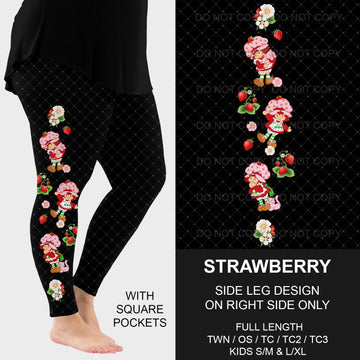 B198 - Preorder Strawberry Side Design Leggings w/ Pockets (Closes 12/08. ETA early Feb.)