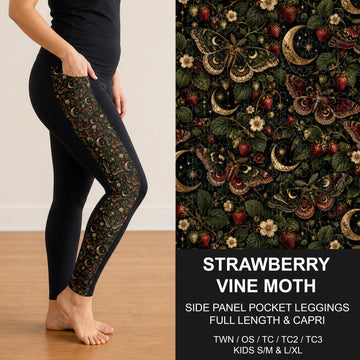 B320 - Preorder Strawberry Vine Moth Side Panel Pocket Leggings (Closes 11/08. ETA: mid Jan.)