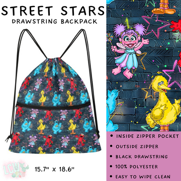 Batch #276 - Fanny Packs & Drawstring Backpacks - Closes 1/24 - ETA late March - Street Stars Drawstring Backpack