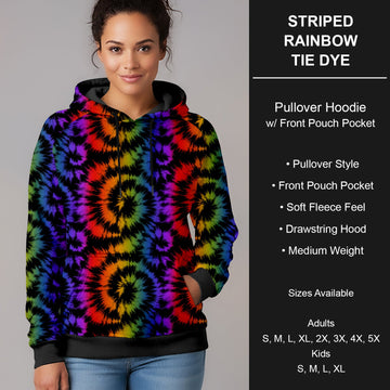 B266 - Preorder Striped Rainbow Tie Dye Pullover Hoodie (Closes 12/17. ETA late Feb.)