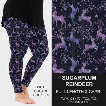 B312 - Preorder Sugarplum Reindeer Leggings w/ Pockets (Closes 9/13. ETA: mid Nov.)