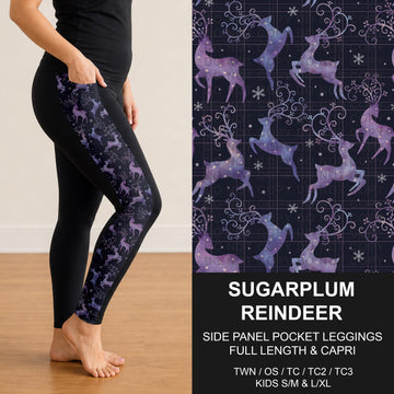 B312 - Preorder Sugarplum Reindeer Side Panel Pocket Leggings (Closes 9/13. ETA: mid Nov.)