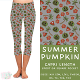 Ready to Ship - Summer Pumpkin Capri Length Leggings - TC2 Square Pocket