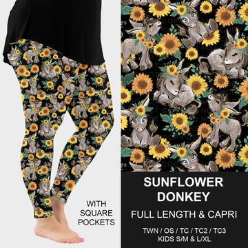 B296 - Preorder Sunflower Donkey Leggings w/ Pockets (Closes 6/21. ETA: late Aug.)