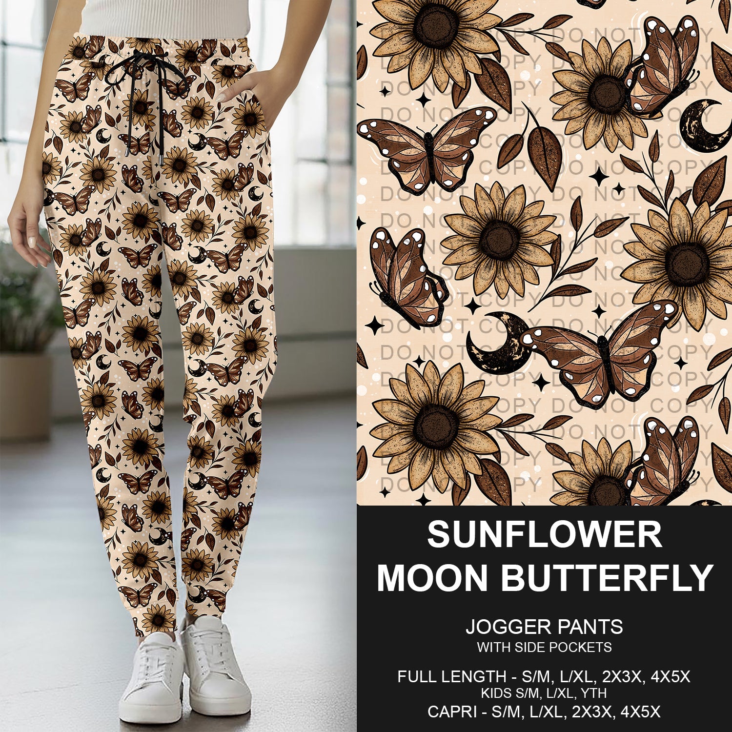 B277 - Preorder Sunflower Moon Butterfly Joggers (Closes 3/08. ETA: mid May)