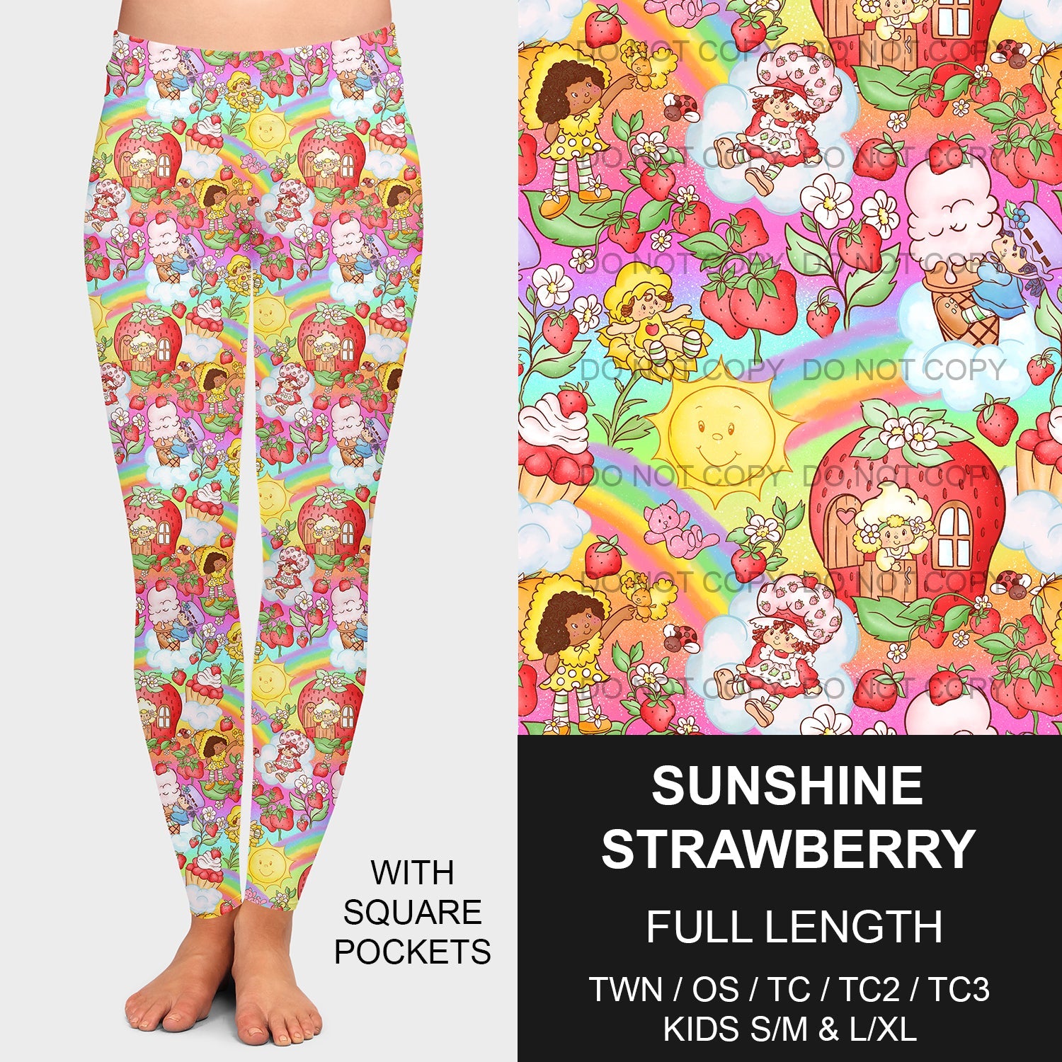 B200 - Preorder Sunshine Strawberry Leggings w/ Pockets (Closes 12/15. ETA late Feb.)