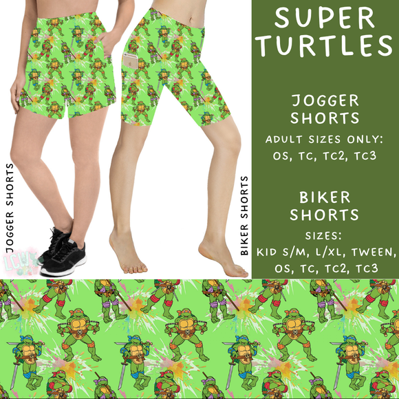 Ready To Ship - Super Turtle Biker Shorts - TC & Jogger Shorts - OS