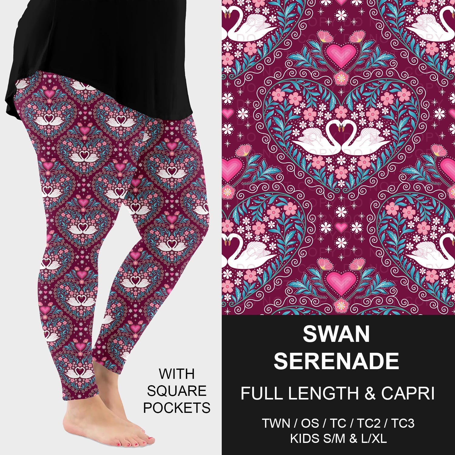 B263 - Preorder Swan Serenade Leggings w/ Pockets (Closes 11/30. ETA: late Jan.)