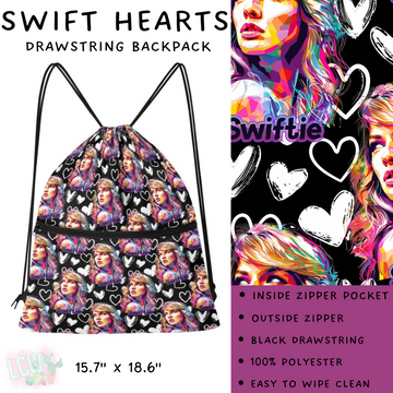 Batch #276 - Fanny Packs & Drawstring Backpacks - Closes 1/24 - ETA late March - Swift Hearts Drawstring Backpack