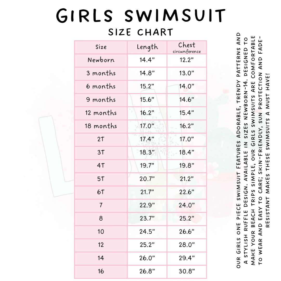 Ready to Ship - Drawn Floral Girls Swimsuit - 3T & 5T