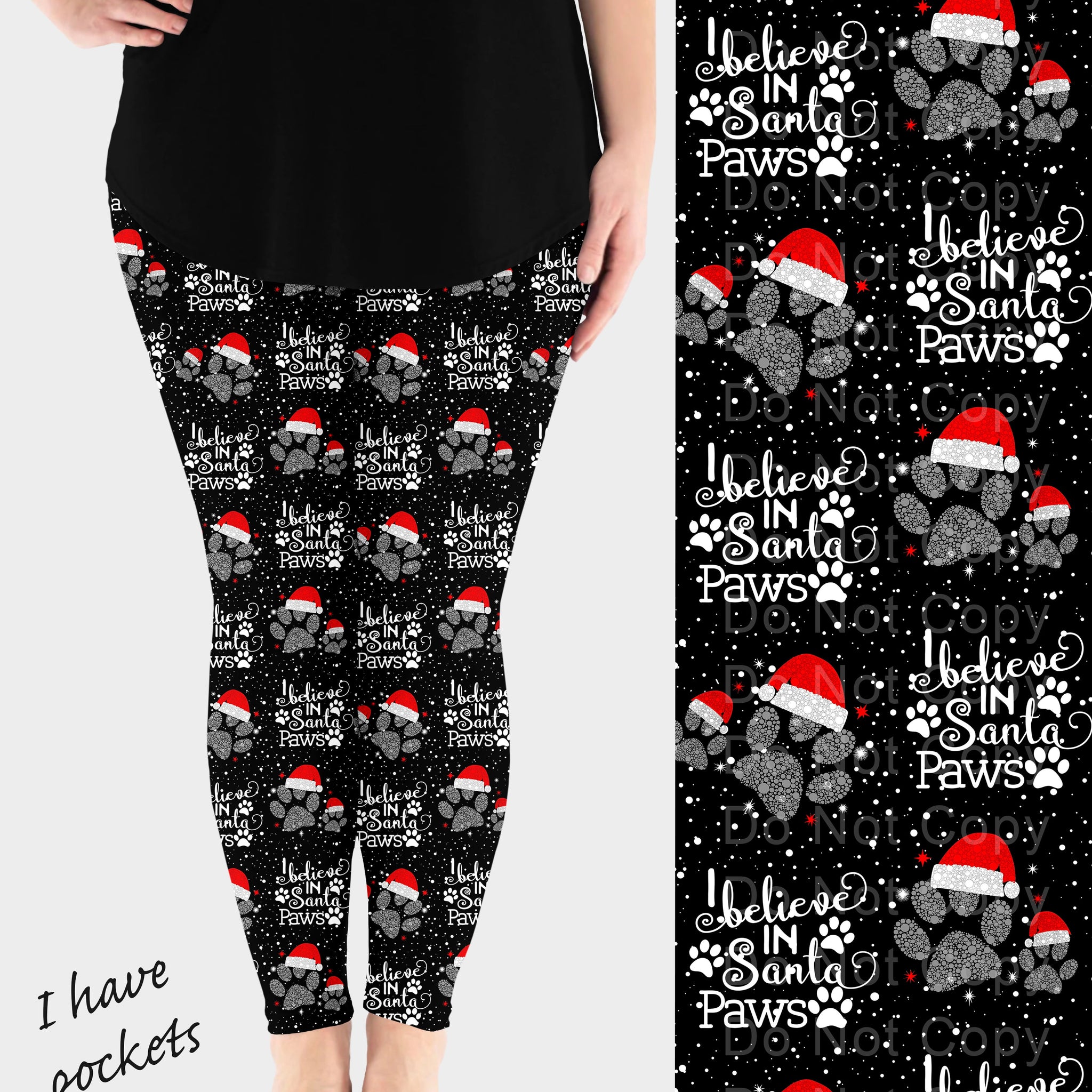 RTS - Santa Paws Leggings w/ Pockets