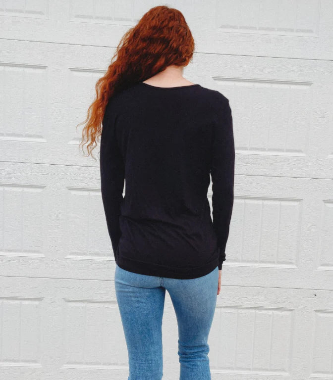 Criss Cross Lace V-Neck Top - Black