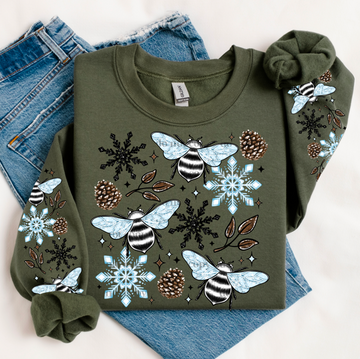 WINTER BEES - BOOT RUN 1 - CREWNECK SWEATSHIRT W/ SLEEVE PRINT