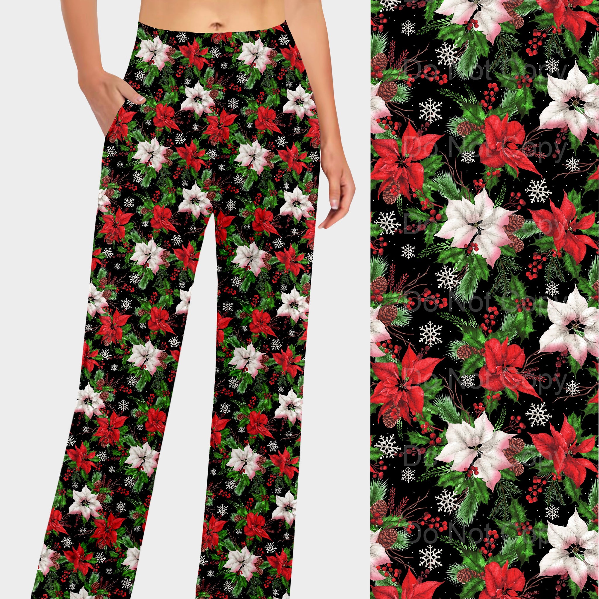 RTS - Snowflake Poinsettias Lounge Pants