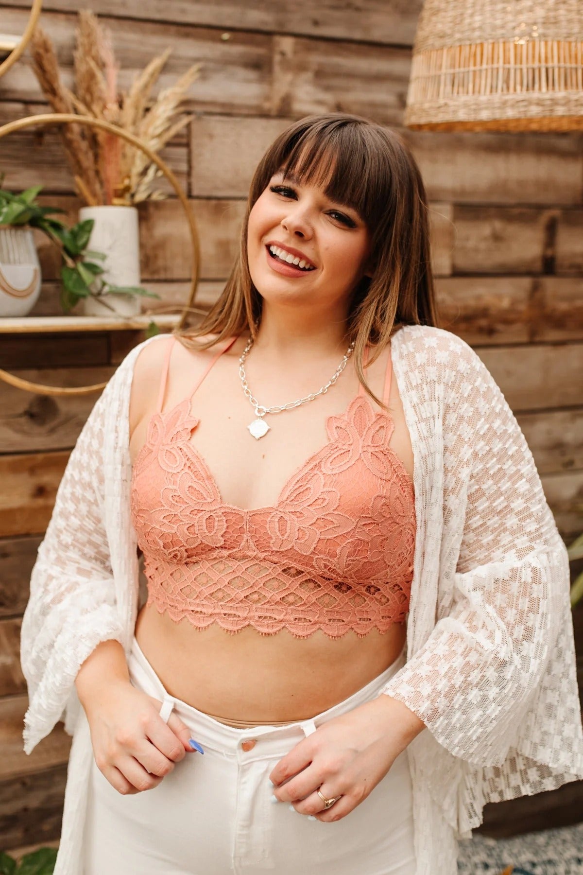 Women's Crochet Sexy Lace Bralette with Removable Pads and Cross Back Adjustable Strap Wirefree