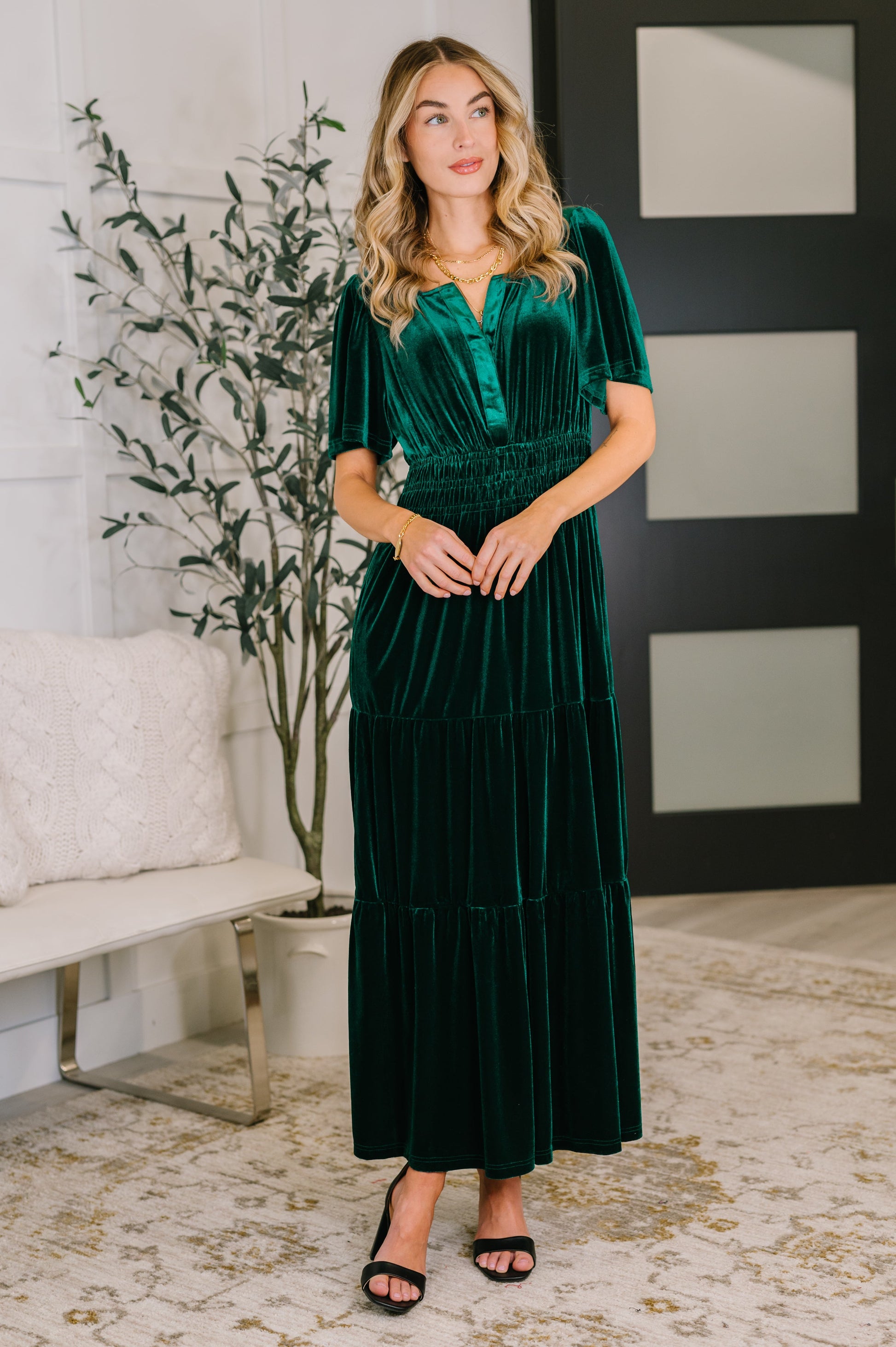 Softest Touch Velvet Tiered Dress Large
