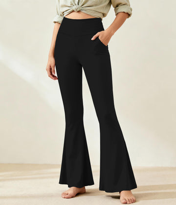 RTS - Solid Black Flare Leggings with Pockets