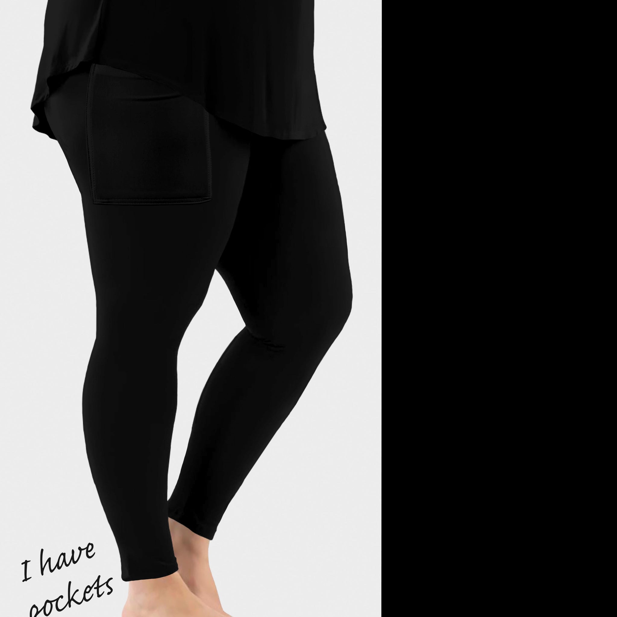 RTS - Solid Black Leggings w/ Pockets