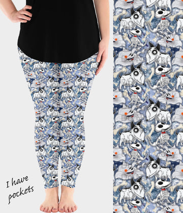 RTS - Spooky Pups Leggings w/ Pockets