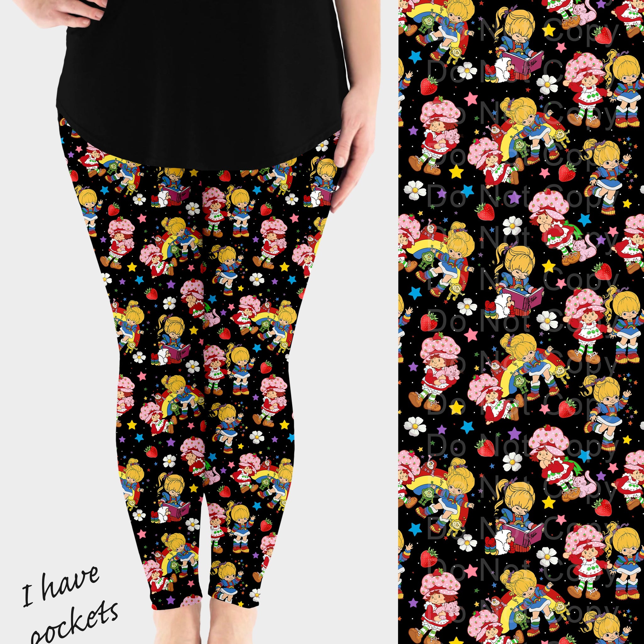 RTS - Strawberry Rainbow Leggings w/ Pockets