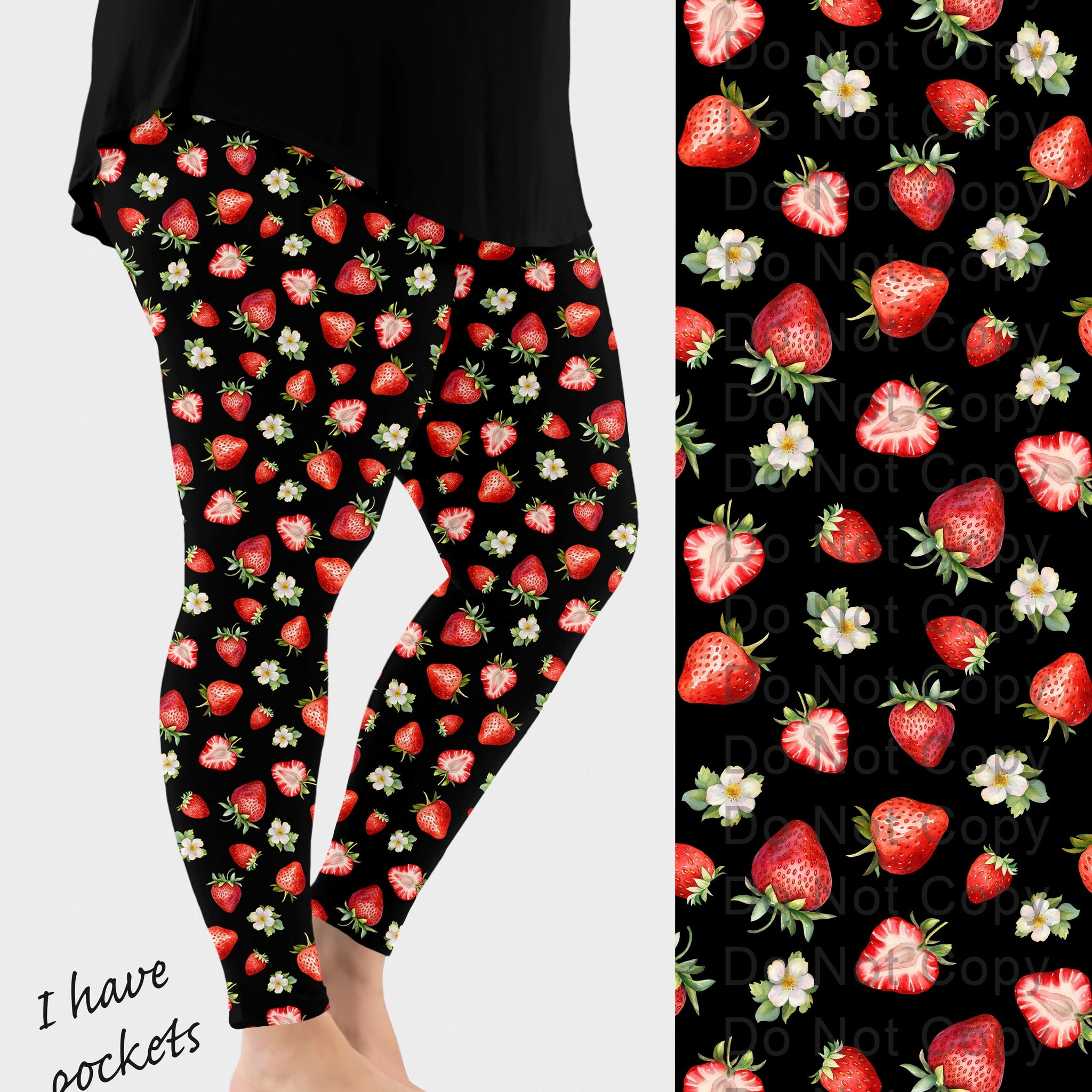 RTS - Strawberry Delight Leggings w/ Pockets