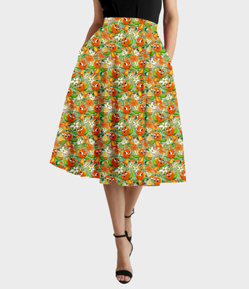 RTS - Sunny Orange Swing Skirt w/ Pockets