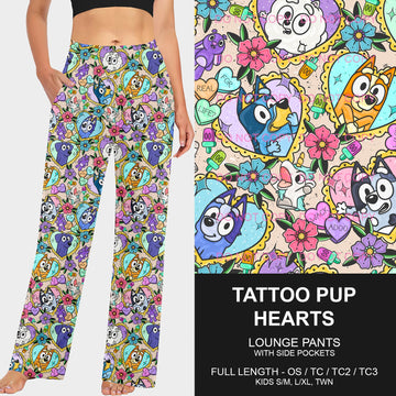 B197 - Preorder Tattoo Pup Hearts Lounge Pants (Closes 12/01. ETA late Jan.)