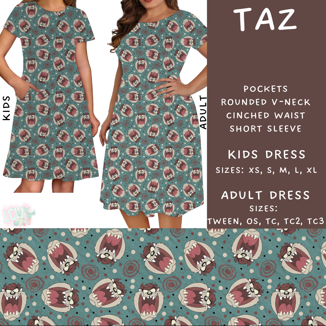 Batch #277 - December Request Run - Closes 1/27 - ETA late March - Taz Adult & Kids Dresses