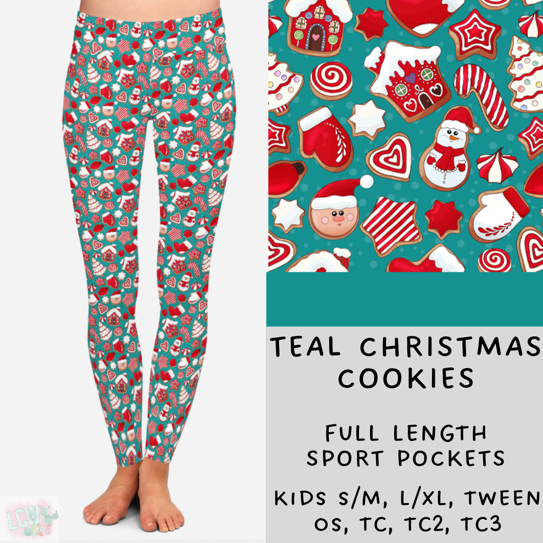 Batch #218 - Christmas Cozy Presale - Closes 10/18 - ETA late Nov - Teal Christmas Cookies Leggings