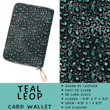 Batch #460 - Zip It Collection - Closes 12/5 - ETA late Jan - Teal Leop Card Wallet