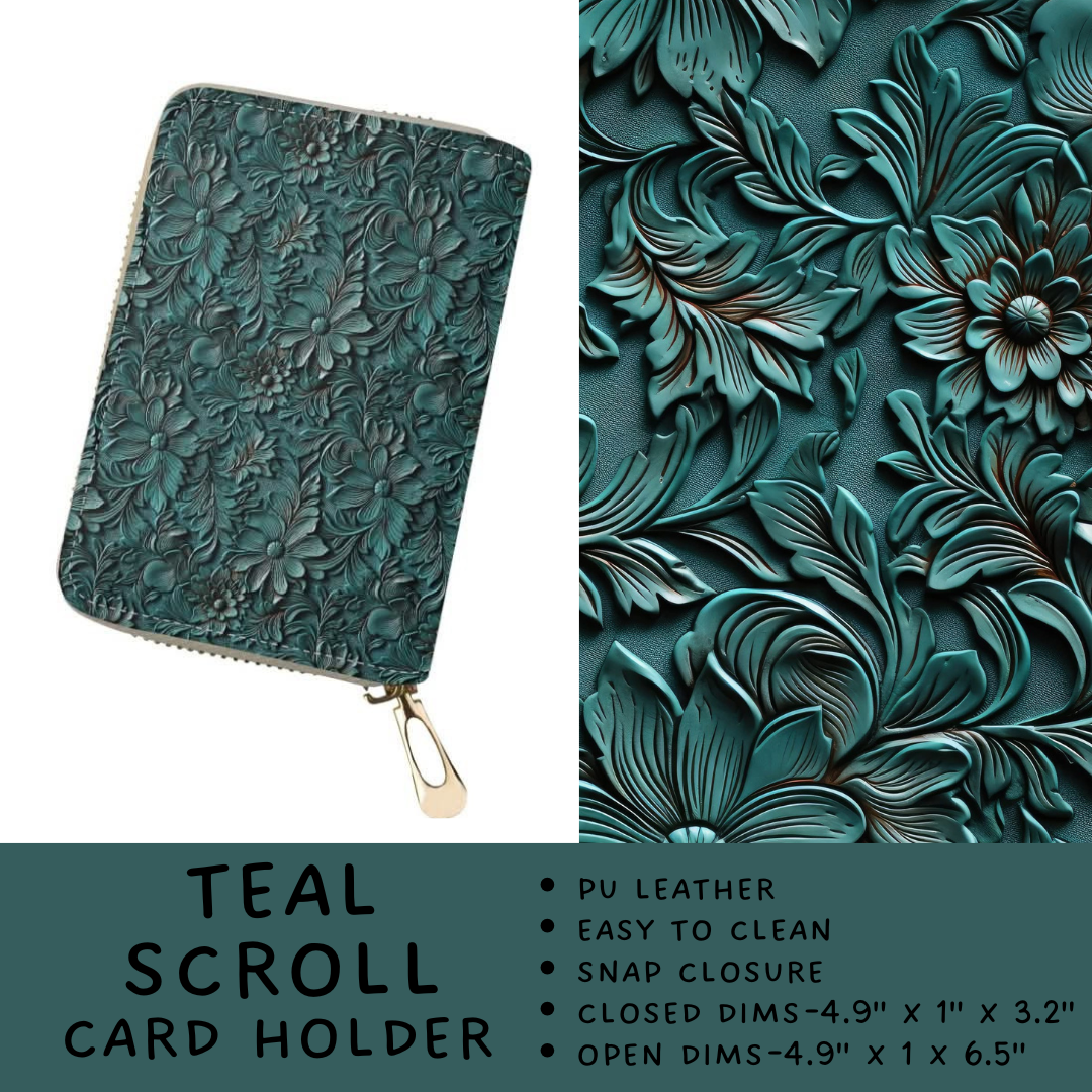 Batch #265 - Card Holders & Foldable Wallets - Closes 1/1 - ETA mid Feb - Teal Scroll Card Holder